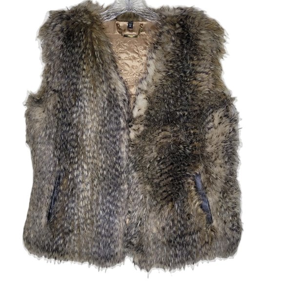 Express Jackets & Blazers - Express Brown Faux Fur Vest Pockets Size Medium
